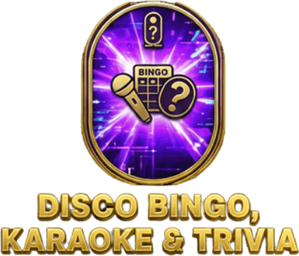 Disco bingo and karaoke trivia event graphic by Anka Events